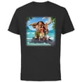 thumbnail image 1 of Disney Moana Maui Heihei and Pua Tropical Ocean Heroes - Short Sleeve Cotton T-Shirt for Adults - Customized-Black, 1 of 5
