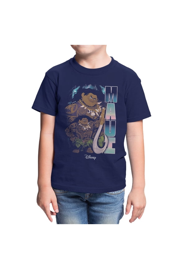 Moana Maui Hook Pose Youth T Shirt (Navy, XS-XL)