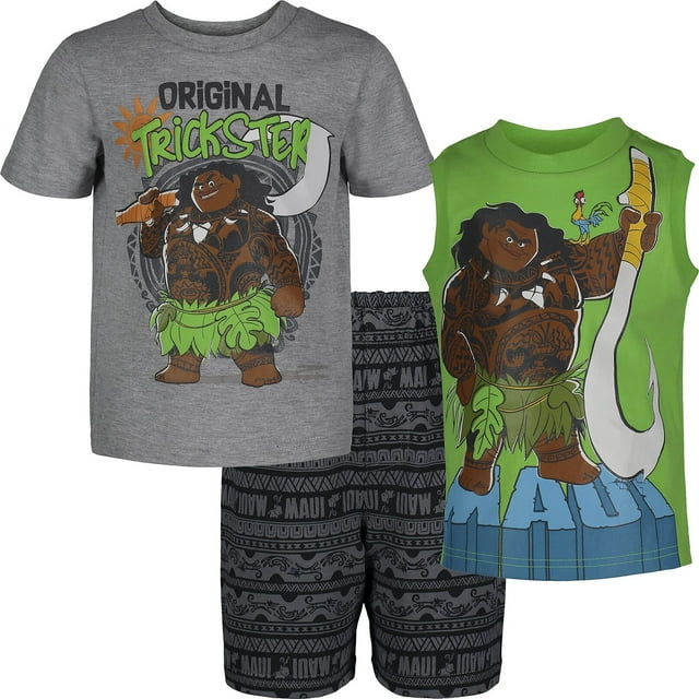 Disney Moana Maui Toddler Boys French Terry TShirt Tank Top and Shorts