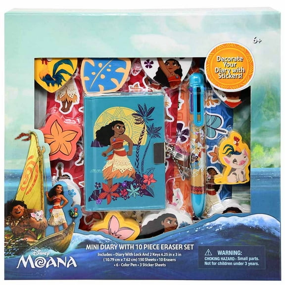 Disney Moana Mini Diary with Erasers Set in Box SC/N,Girls, Kid