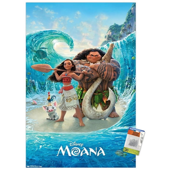 Disney Moana - Ocean Floor Wall Poster with Push Pins, 22.375" x 34"