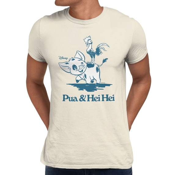 Disney Moana Pua And Hei Hei Play Ride Men's T-Shirt (Natural, S-XXXL)
