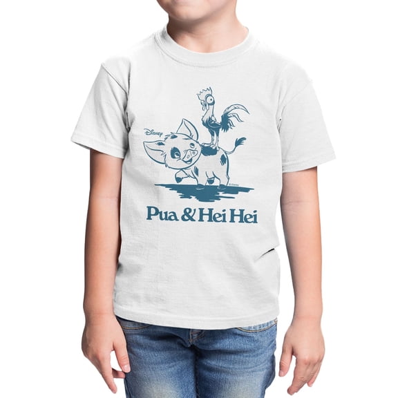 Disney Moana Pua And Hei Hei Play Ride Youth T Shirt (White, XS-XL)