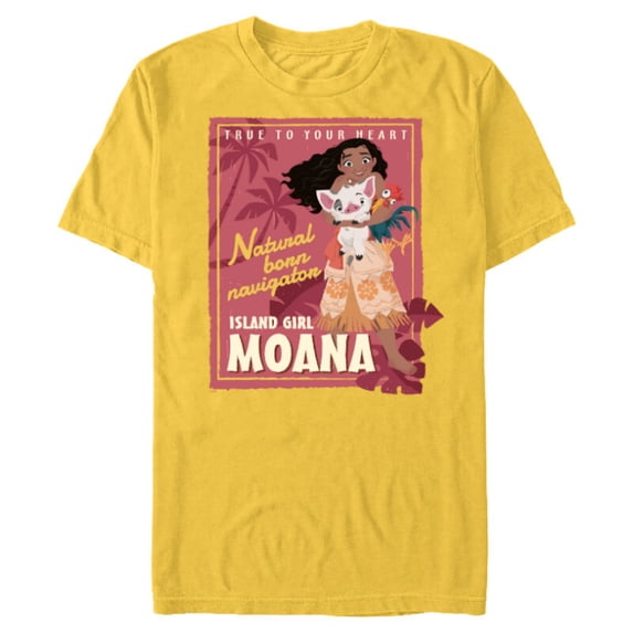 Disney Moana Retro True to Your Heart Navigator Island Girl - Short Sleeve Blended T-Shirt for Adults - Customized-Yellow