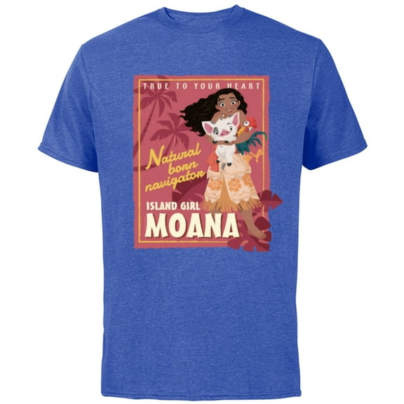 Disney Moana Retro True to Your Heart Navigator Island Girl - Short Sleeve Cotton T-Shirt for Adults - Customized-Royal Heather