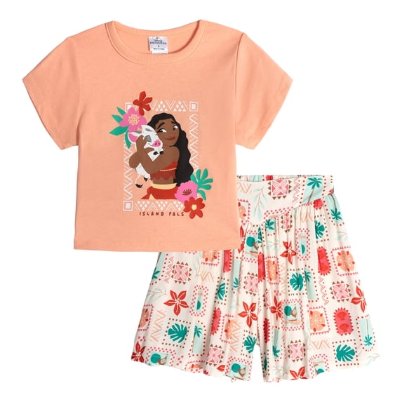 Disney Moana Toddler Girls' 2-Piece T-Shirt and Skort Set Pua Peach