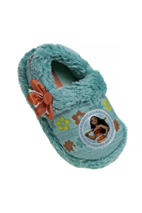 Moana Sea Flower Toddler Girls Dual Sizes Slippers, Aqua, 11-12