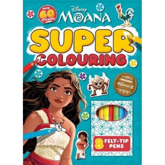 Disney Moana: Super Colouring (Paperback) Activity kit for kids including 8 felt-tip pens