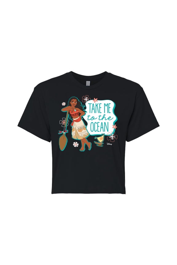 Moana - Take Me To The Ocean - Juniors Cropped Cotton Blend T-Shirt