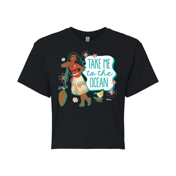 Disney Moana - Take Me To The Ocean - Juniors Cropped Cotton Blend T-Shirt