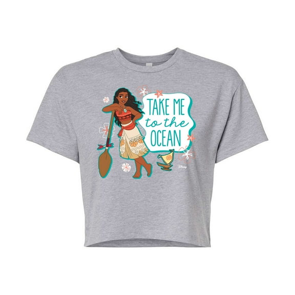 Disney Moana - Take Me To The Ocean - Juniors Cropped Cotton Blend T-Shirt