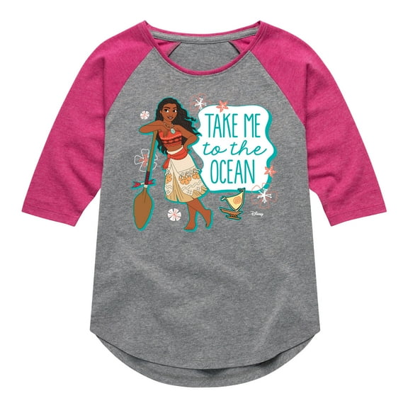 Disney Moana - Take Me To The Ocean - Toddler & Youth Girls Raglan Graphic T-Shirt