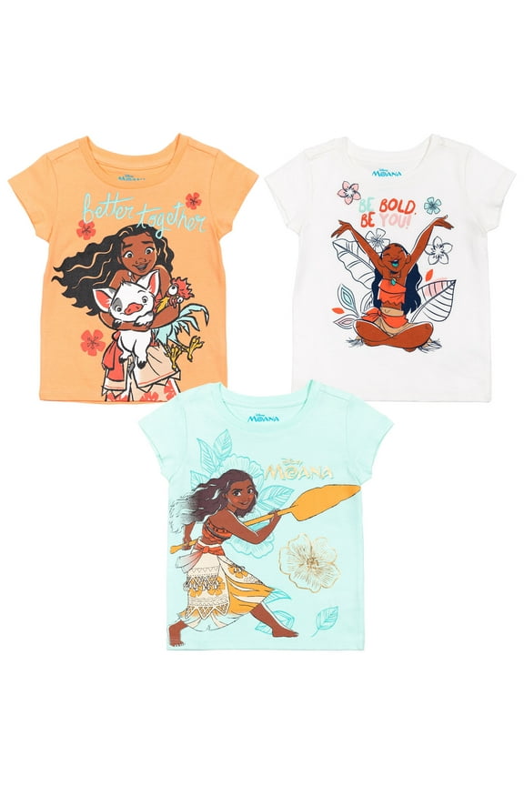 Moana Toddler Girls 3 Pack T-Shirts Infant to Big Kid