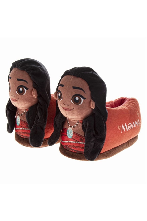Moana Toddler Girls Comfy 3D Plush Slippers, Orange, Size: 11-12