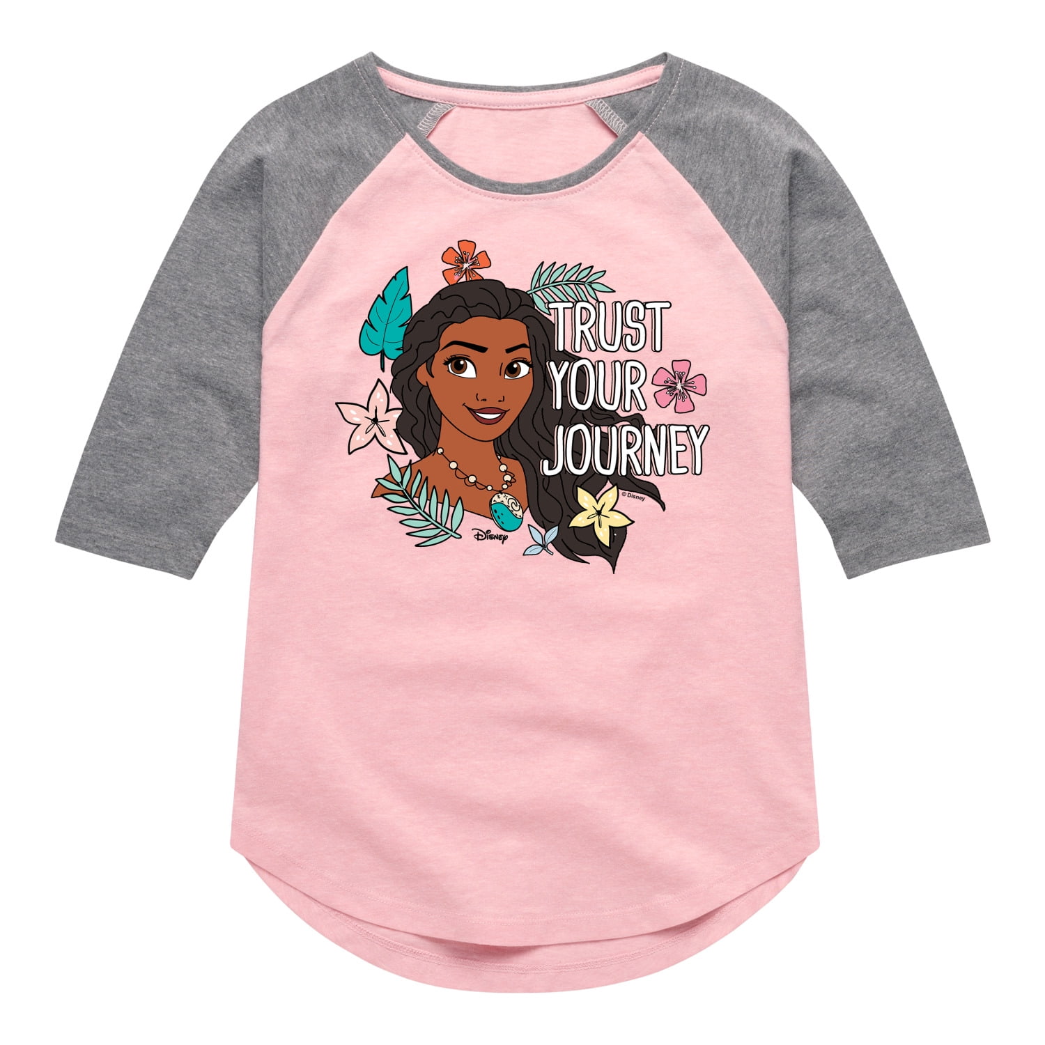 Nautinati Girls' 100% Cotton Crew Neck Disney Moana Placement Print T-shirt