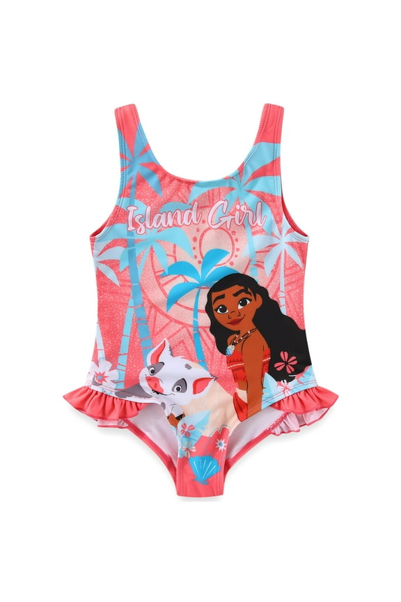 Moana UPF 50+ One Piece Swimsuit Bathing Suit (Girls), Sizes 2T-6