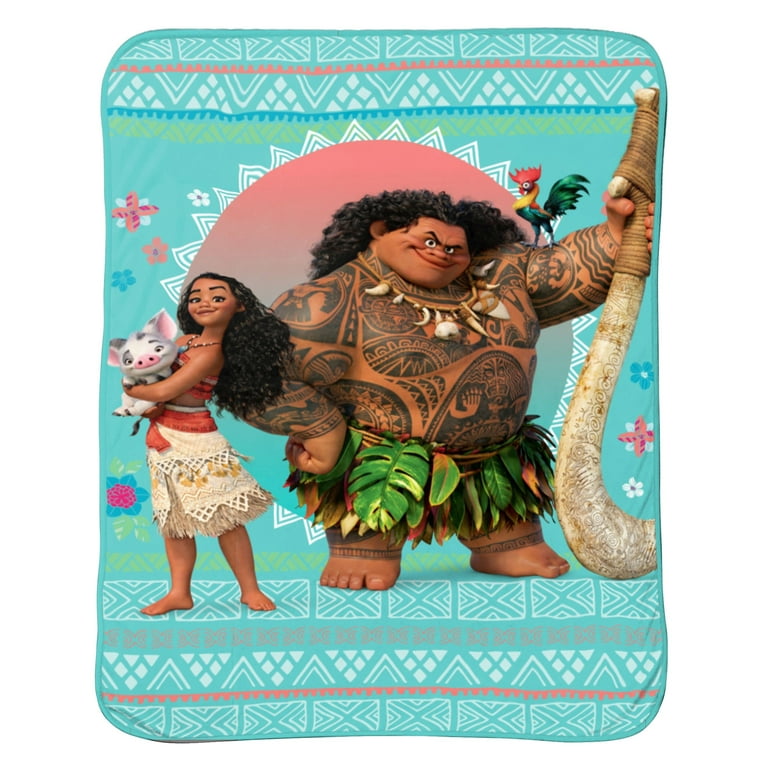 Disney Moana Ultra Soft Teal and Orange Geometric Polyester