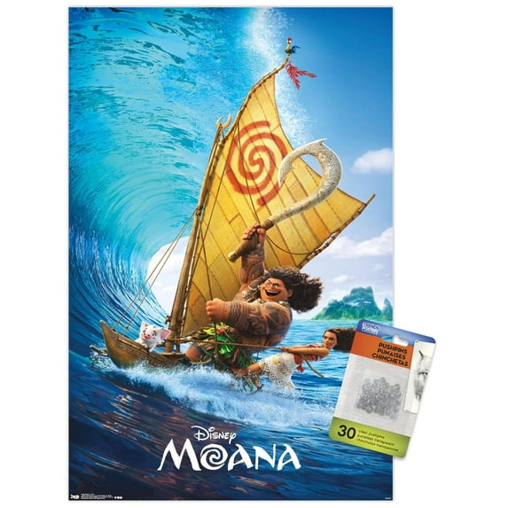 Disney Moana - Wave Wall Poster with Push Pins, 14.725" x 22.375"