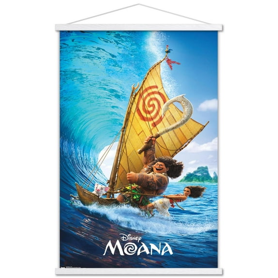 Disney Moana - Wave Wall Poster with Wooden Magnetic Frame, 22.375" x 34"