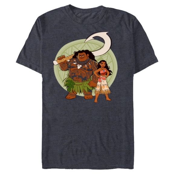 Disney Moana and Maui Best Friends Adventure Together - Short Sleeve Blended T-Shirt for Adults - Customized-Navy Heather