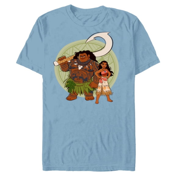 Disney Moana and Maui Best Friends Adventure Together - Short Sleeve Blended T-Shirt for Adults - Customized-Ocean Blue