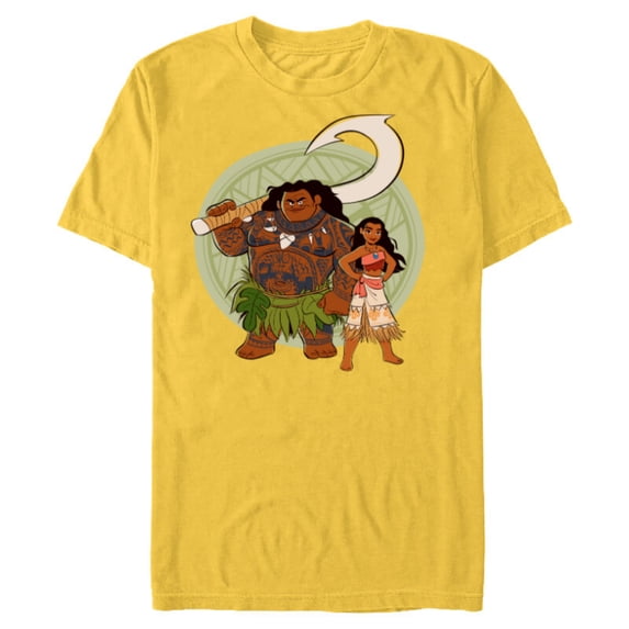 Disney Moana and Maui Best Friends Adventure Together - Short Sleeve Blended T-Shirt for Adults - Customized-Yellow