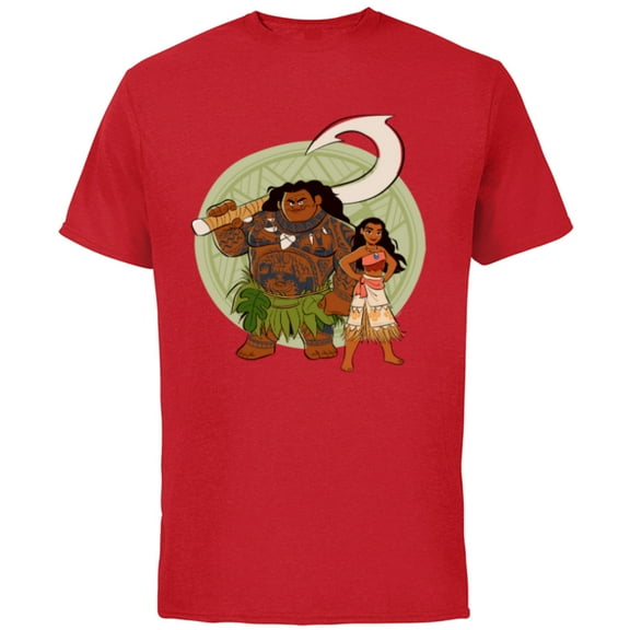 Disney Moana and Maui Best Friends Adventure Together - Short Sleeve Cotton T-Shirt for Adults - Customized-Red