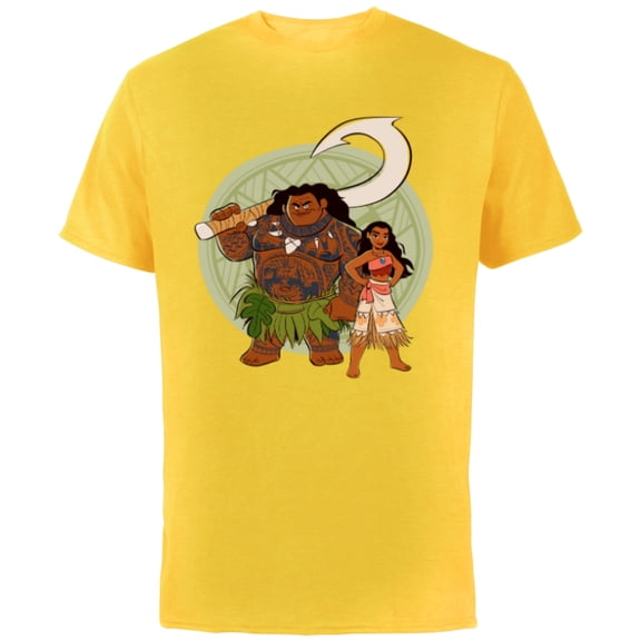 Disney Moana and Maui Best Friends Adventure Together - Short Sleeve Cotton T-Shirt for Adults - Customized-Yellow