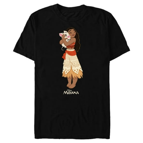 Disney Moana and Pua T-Shirt- Short Sleeve Blended T-Shirt for Adults - Customized-Black