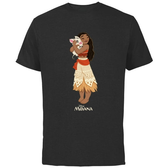 Disney Moana and Pua T-Shirt - Short Sleeve Cotton T-Shirt for Adults - Customized-Black