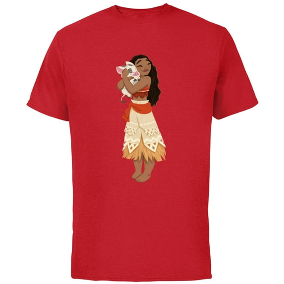 Disney Moana and Pua T-Shirt - Short Sleeve Cotton T-Shirt for Adults - Customized-Red