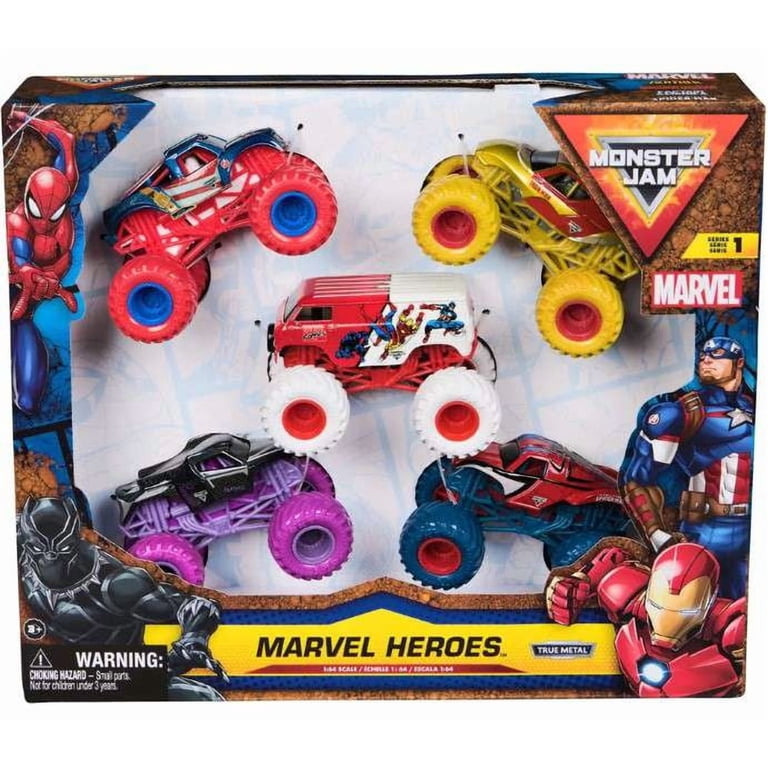 Monster Jam Marvel Heroes Vehicles 5pk - 1:64 Scale Toy - Walmart.com
