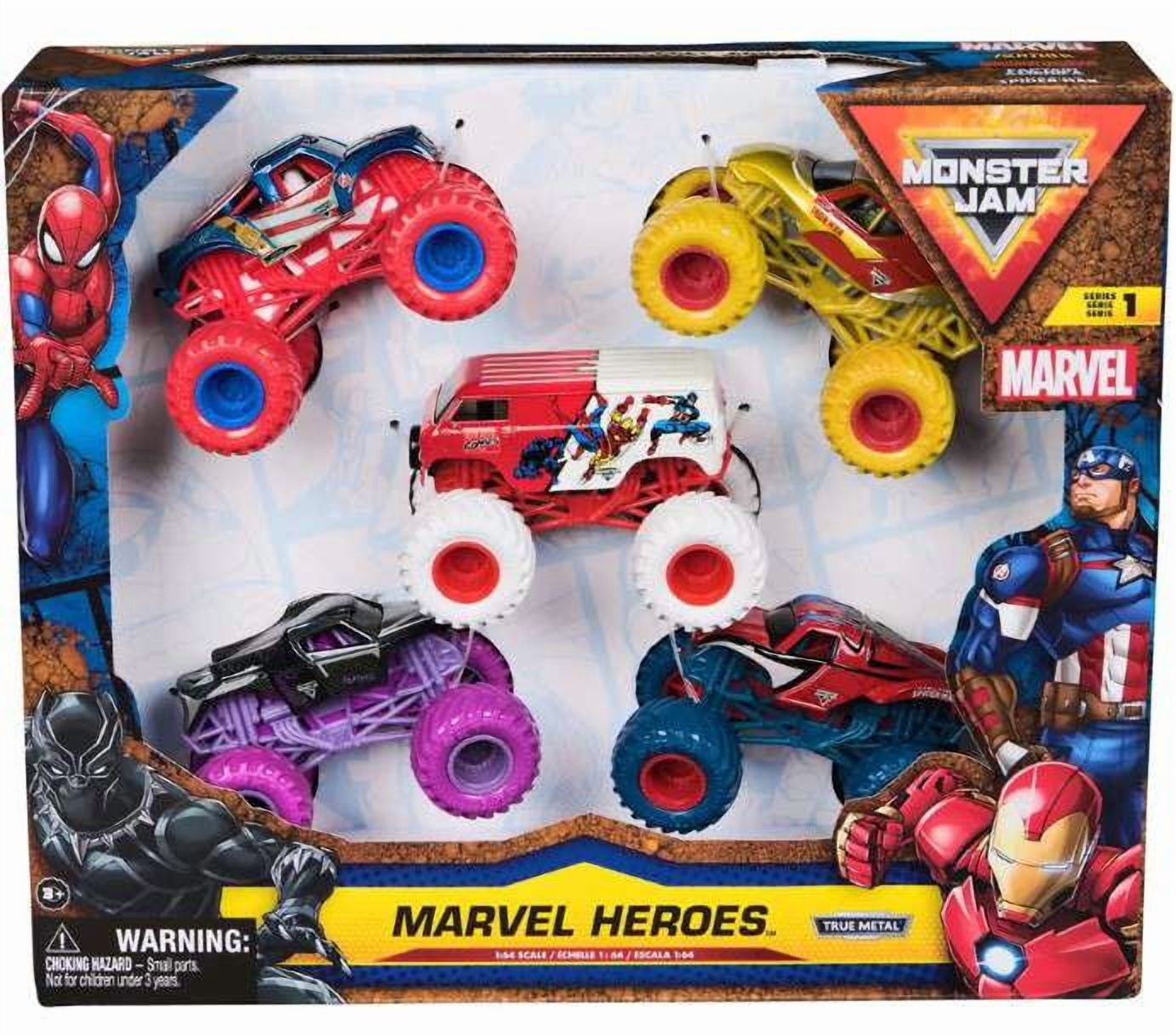 Monster Jam Marvel Heroes Vehicles 5pk - 1:64 Scale Toy