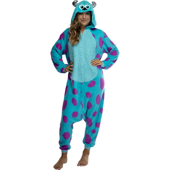 Disney Monsters Inc. Adult Sulley Kigurumi Sherpa Fleece Cosplay Costume One Piece Union Suit