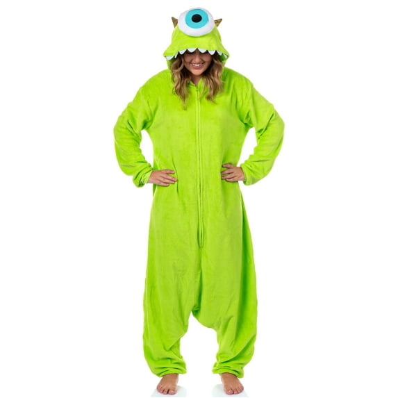 Disney Monsters Inc. Kigurumi Adult Mike Wazowski Costume Union Suit Fleece Onesie Pajama