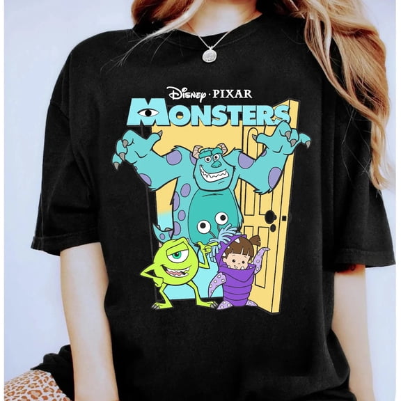 Disney Monsters Inc Mike Sully Boo Scare Factory Group Poster T-shirt