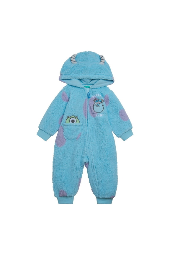 Monsters Inc. Mike Sully Cozy Sherpa Zip Up Cosplay Coverall Newborn to Infant