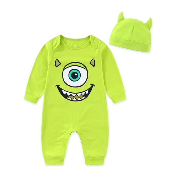 Disney Monsters Inc. Mike Wazowski Coverall with Cap 2 Piece Set (Baby Boys), Sizes NB-24M