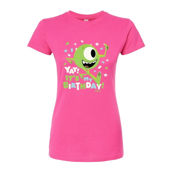 Disney Monsters Inc - Mike Yay It's My Birthday - Juniors Fitted Graphic T-Shirt