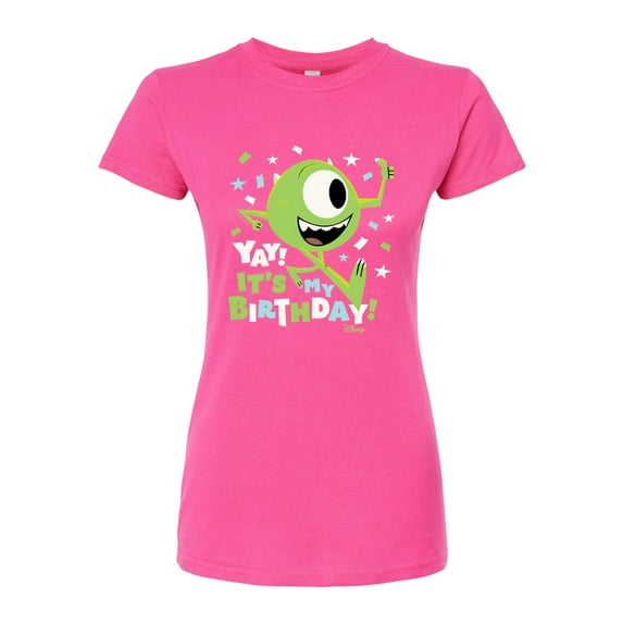 Disney Monsters Inc - Mike Yay It's My Birthday - Juniors Fitted Graphic T-Shirt