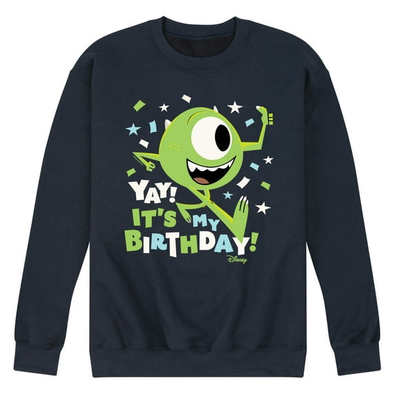 Disney Monsters Inc - Mike Yay It's My Birthday - Men's Crew Neck Fleece Pullover