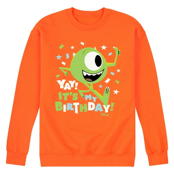 Disney Monsters Inc - Mike Yay It's My Birthday - Men's Crew Neck Fleece Pullover
