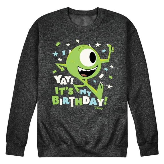 Disney Monsters Inc - Mike Yay It's My Birthday - Men's Crew Neck Fleece Pullover