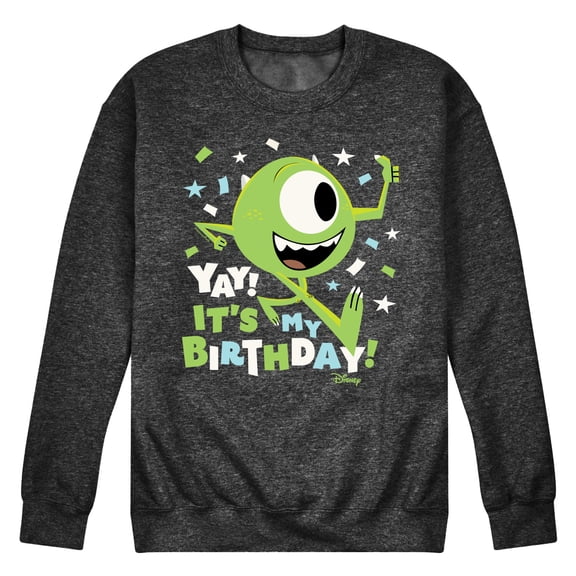Disney Monsters Inc - Mike Yay It's My Birthday - Men's Crew Neck Fleece Pullover