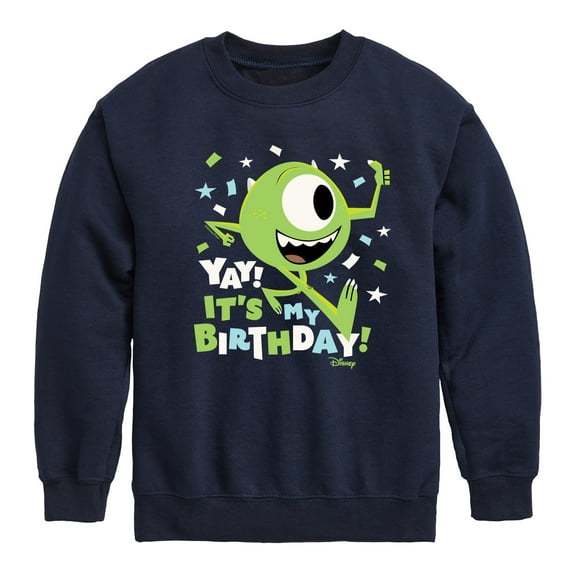 Disney Monsters Inc - Mike Yay It's My Birthday - Toddler & Youth Crewneck Fleece Sweatshirt