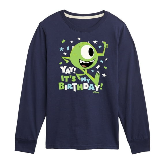 Disney Monsters Inc - Mike Yay It's My Birthday - Toddler & Youth Long Sleeve Graphic T-Shirt