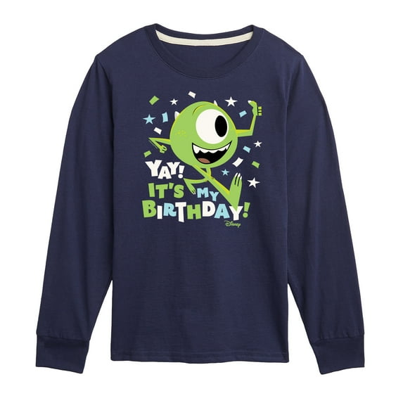 Disney Monsters Inc - Mike Yay It's My Birthday - Toddler & Youth Long Sleeve Graphic T-Shirt