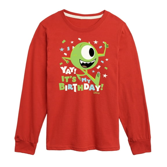 Disney Monsters Inc - Mike Yay It's My Birthday - Toddler & Youth Long Sleeve Graphic T-Shirt