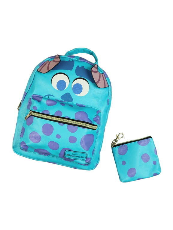 Disney Monsters Inc. Sulley Mini Backpack 10" with Coin Purse, 2-Piece Character Set