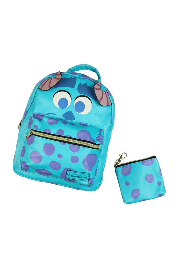 Disney Monsters Inc. Sulley Mini Backpack 10" with Coin Purse, 2-Piece Character Set